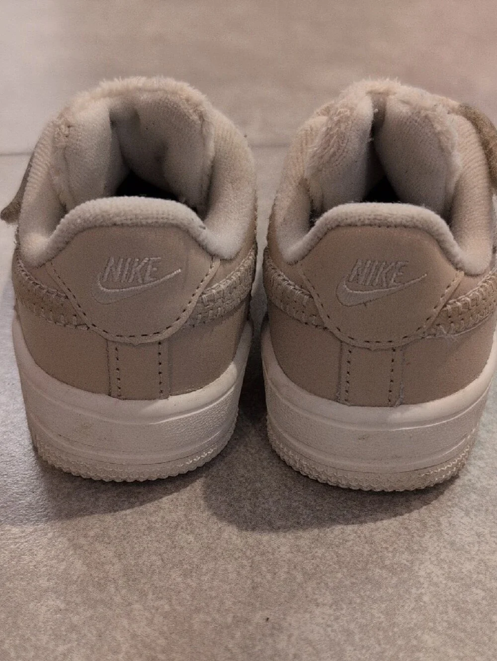 Nike Kids Neutral Beige, Animal, Velcro Sneakers.